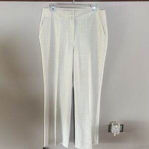 Cass women’s luxury rayon poly stretch cream faded plaid slacks trousers zip 12